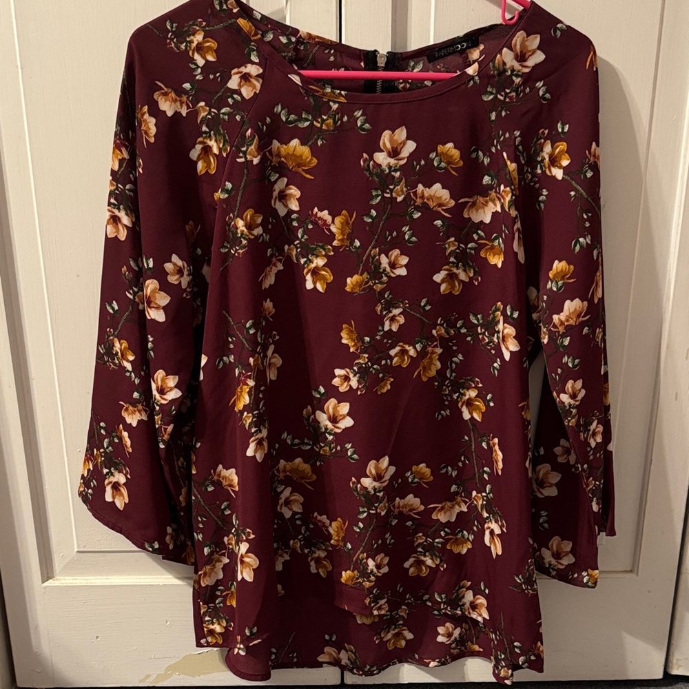 Burgundy Floral Blouse
